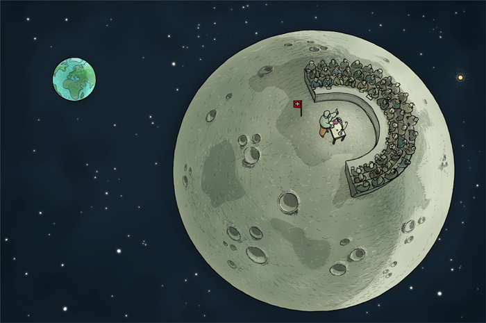 Warum so mutlos?, Eins Universität hinter dem Mond.